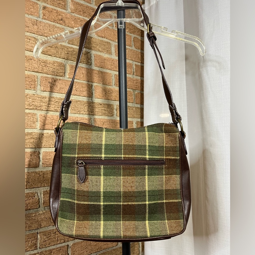 Dockers Brown and green plaid flannel and leather purse - Picture 6 of 12